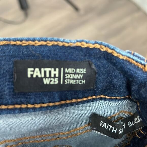 Buffalo David Britton Faith Mid Rise Skinny Stretch Jeans White Stripe Size 25 - Picture 8 of 10